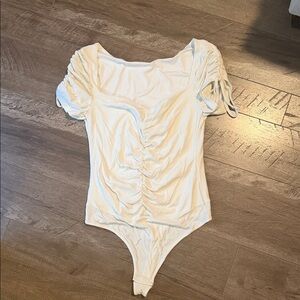White Ruched Bodysuit
